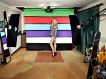 2017-03-11 LilyAmber demonstrates the studio's 6-roll, radio-controlled, motorised backdrop system, studio long shot