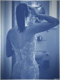 2016-09-09 Danielle Morrison in tight vintage pantie corselette, demonstrating the changing facilities