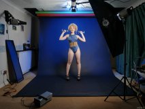 2015-08-14 Jazz in blue M&S croc skin swimsuit, studio long-shot