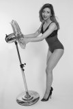 2022-07-02 Mave D models black and purple bra top, purple high waisted girdle worn as hotpants