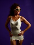 2017-08-19 Natty Badger in yellow Silhouette corselette worn as minidress