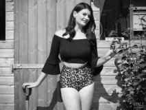 2017-04-09 Imogen black top and animal print control briefs worn as hotpants