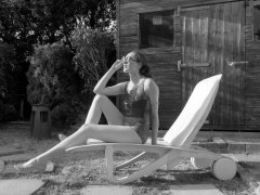 2026-08-01 Estella Rose models copper coloured Half Moon swimsuit.