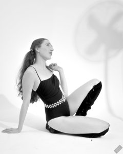 2026-08-01 Estella Rose models black one-piece swimsuit and accessories..