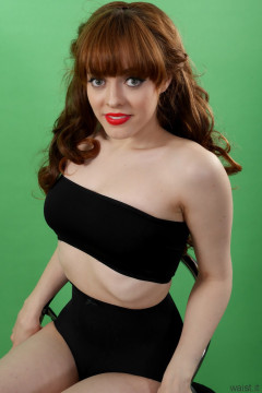Kirsten-Ria black boobtube and black CHinese pantie girdle worn as hotpants