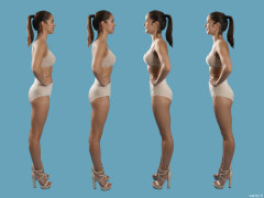 2016-09-09 Danielle Morrison before and after pulling in her tummy - demonstration