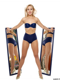 2016-11-06 Fleur in blue Chinese bra and girdle posing with blue 1.2m mirrors