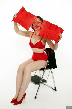 2018-07-07 Chiara in red Chinese bra and pocket girdle