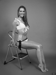 2019-02-10 JaySeaW as Honey Ryder (from Dr. No), c/w shell and sheath-knife,  wearing her own pale blue bikini. Wet-look achieved with baby oil and a fine mist of warm water.