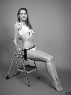 2019-02-10 JaySeaW as Honey Ryder (from Dr. No), c/w shell and sheath-knife,  wearing her own pale blue bikini. Wet-look achieved with baby oil and a fine mist of warm water.