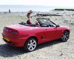 Chiara at Tanners Lane Beach, New Forest with MGF