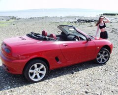 Chiara at Tanners Lane Beach, New Forest with MGF