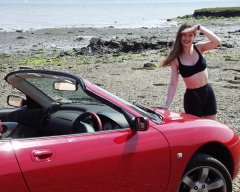 Chiara at Tanners Lane Beach, New Forest with MGF