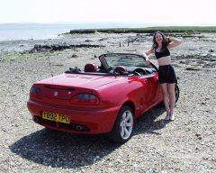 Chiara at Tanners Lane Beach, New Forest with MGF