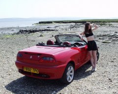 Chiara at Tanners Lane Beach, New Forest with MGF