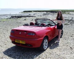 Chiara at Tanners Lane Beach, New Forest with MGF