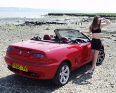 Chiara at Tanners Lane Beach, New Forest with MGF