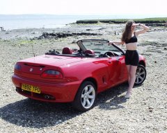 Chiara at Tanners Lane Beach, New Forest with MGF