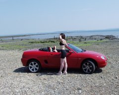 Chiara at Tanners Lane Beach, New Forest with MGF