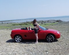 Chiara at Tanners Lane Beach, New Forest with MGF