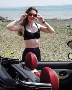 Chiara at Tanners Lane Beach, New Forest with MGF