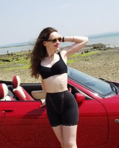 Chiara at Tanners Lane Beach, New Forest with MGF