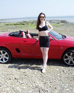 Chiara at Tanners Lane Beach, New Forest with MGF