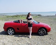 Chiara at Tanners Lane Beach, New Forest with MGF