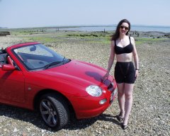 Chiara at Tanners Lane Beach, New Forest with MGF