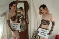 Chiara and Annie modelling retro animal print bikinis
