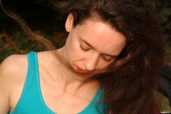Chiara in blue top and black Dim-Up pantie girdle worn a hot pants
