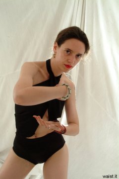 Chiara dances in her Dim Up's