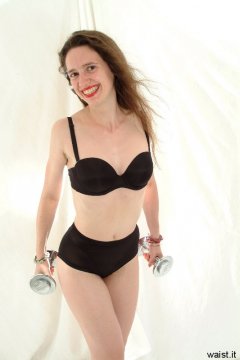 Chiara dances in her Dim Up's