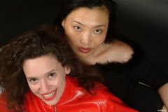 Chiara and Moonlit Jane in Chinese pocket girdles worn as hotpants