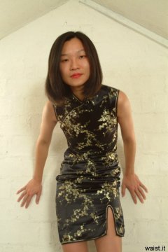 Vicki modelling a traditional Cheongsam