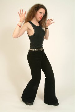 Chiara in her own top and black jeans
