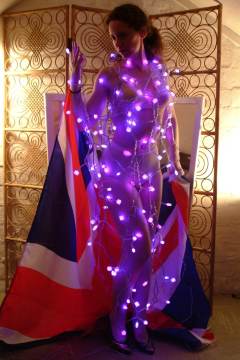 Chiara wrapped in LED\'s