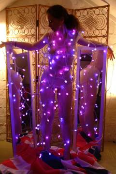 Chiara wrapped in LED\'s