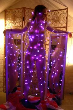 Chiara wrapped in LED\'s
