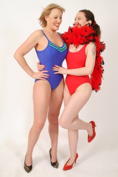 TUMMY IN! 2005-05-13 Nikki and Chiara in tight one-piece swimsuits