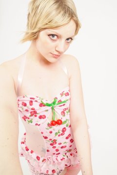 Carlie in her own pink outfit