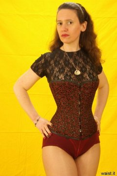 Chiara models Vollers corset and unbranded cotton-lycra girdle