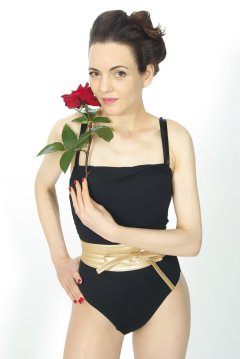 Anise in black vintage-style one-piece swimsuit