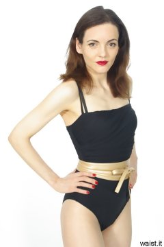 Anise in black vintage-style one-piece swimsuit