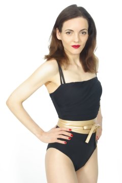 Anise in black vintage-style one-piece swimsuit