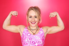 Amie Jade in pink gym outfit