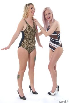Sammy-Clare and DollyBird - deportment exercises in swimsuits