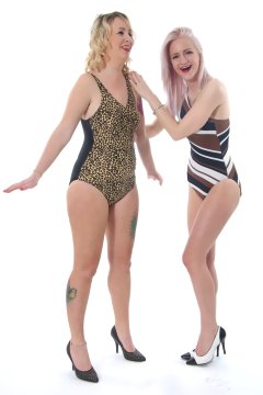 Sammy-Clare and DollyBird - deportment exercises in swimsuits