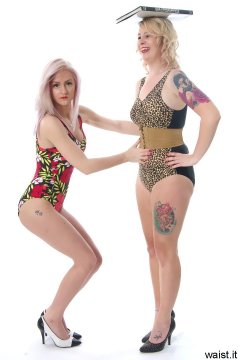 Sammy-Clare and DollyBird - deportment exercises in swimsuits