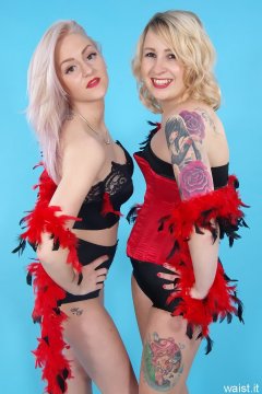 DollyBird and Sammy-Clare 2014-04-13 retro fitness shoot - girdle and corset